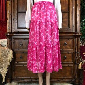 NWOT Linea Louis Dell'Olio Fuchsia Cloud Tiered Skirt